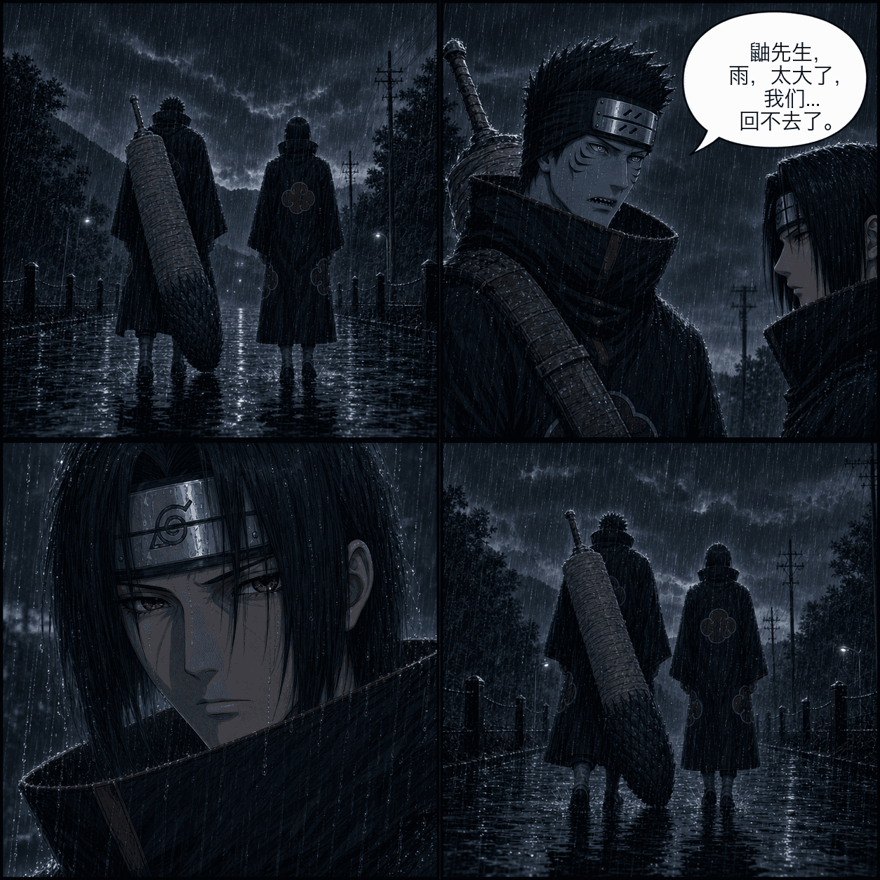 雨夜漫画四格视觉图
